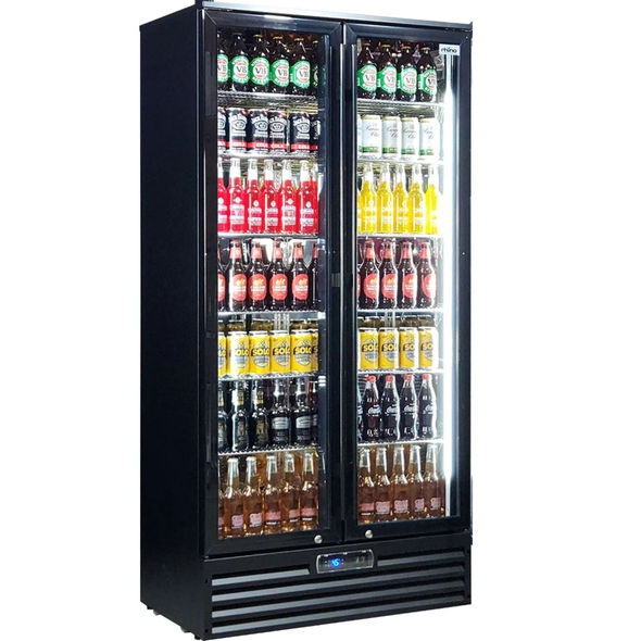 Rhino 2 Door Black Commercial Upright Dual Glazed Door Bar Fridge - SGT2-BS