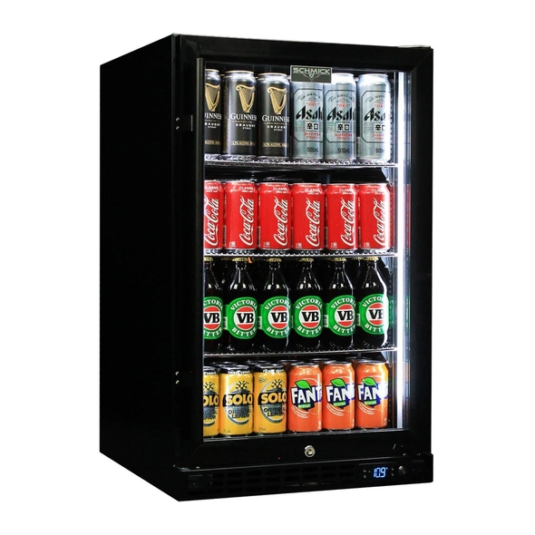 Schmick Quiet Running Front Venting Under Bench Black Glass Door Bar Fridge Heated Glass - Model SK126R-B-HD