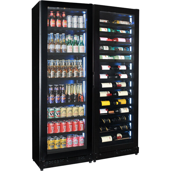 Upright Slim Depth Quiet Running Glass Front Beer And Wine Fridge With 5 x LED Colour Options