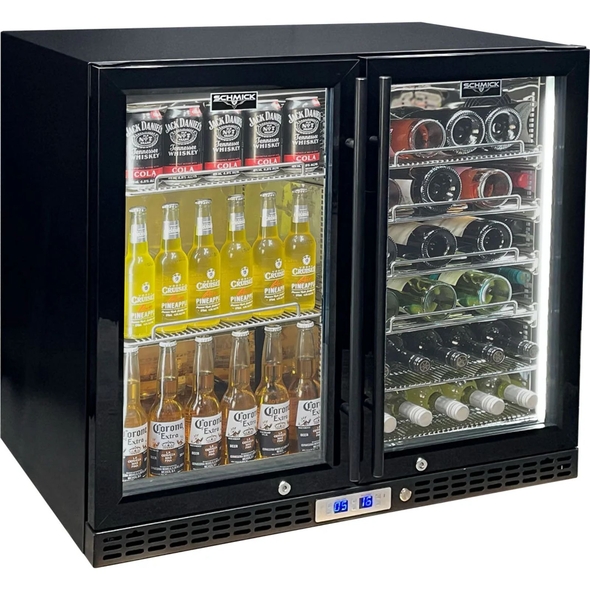Schmick Under Bench Beer And Wine Dual Zone Bar Fridge - SK228D-B-HD