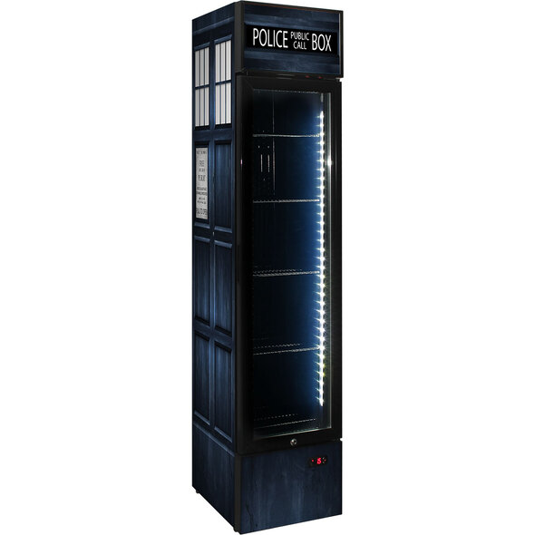 Branded Skinny Upright Bar Fridge With Police Box Design