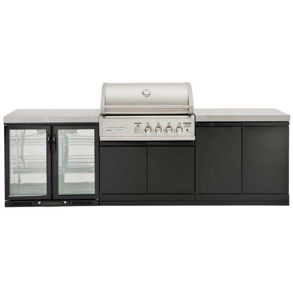 CROSSRAY Kitchen  BBQ Burner Double side cabinets with flat benchtops and double fridge (L) - TC4K-09