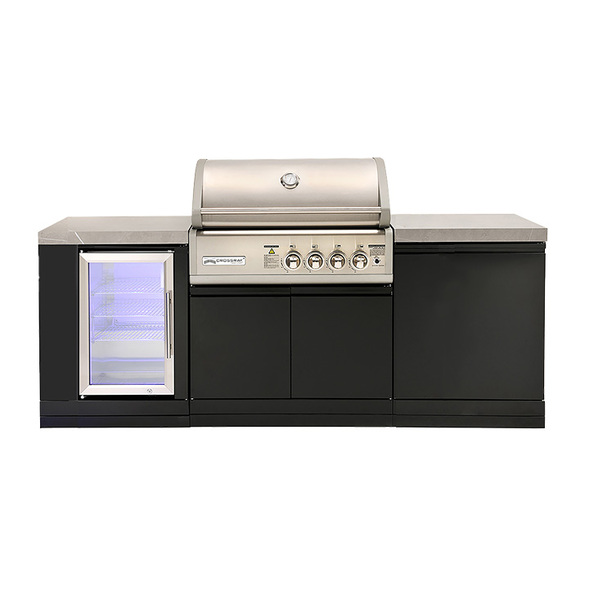 Crossray Compact 4 Burner Gas Outdoor Kitchen with Single Door Fridge - TC4K-MINI-1