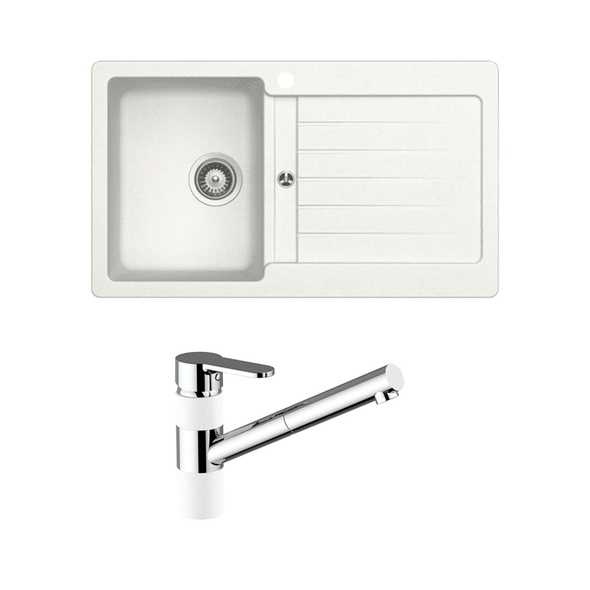 Schock Typos Single Bowl with Drainer & 400710A Pull Out Kitchen Mixer Alpina - TD100T2WL