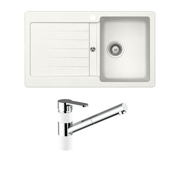 Schock Typos Single Bowl with Drainer & 400710A Pull Out Kitchen Mixer Alpina - TD100T2WR