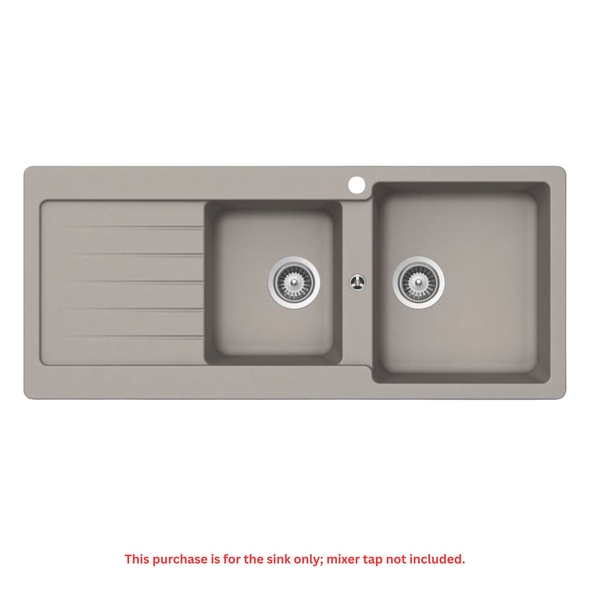 Abey Schock Typos 1 & 3/4 Bowl Topmount Sink with Left Hand Drainer Concrete - TD200CRH