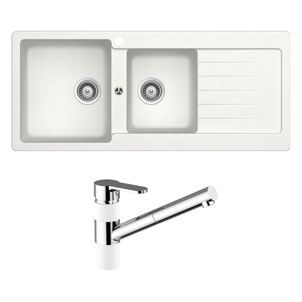 Schock Typos 1 & 3/4 Left Hand Bowl with Drainer 1TH & 400710A Kitchen Mixer Alpina - TD200T2WL