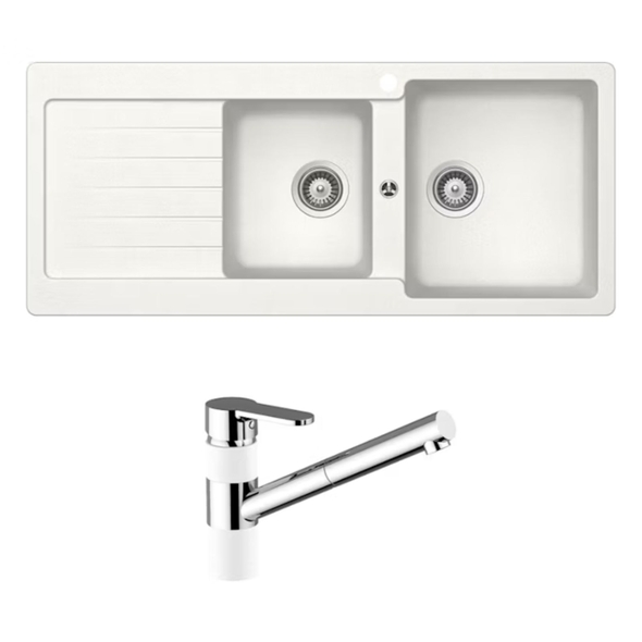 Schock Typos 1 & 3/4 Right Hand Bowl with Drainer 1TH & 400710A Kitchen Mixer Alpina - TD200T2WR
