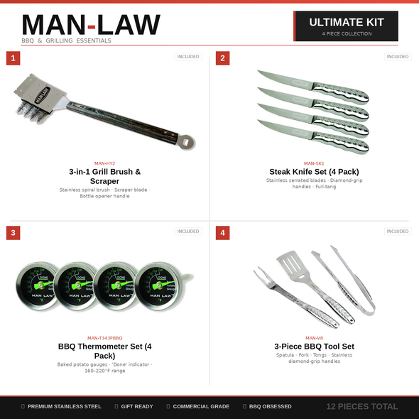 Man Law BBQ & Grilling Essentials - Ultimate Starter Pack 1