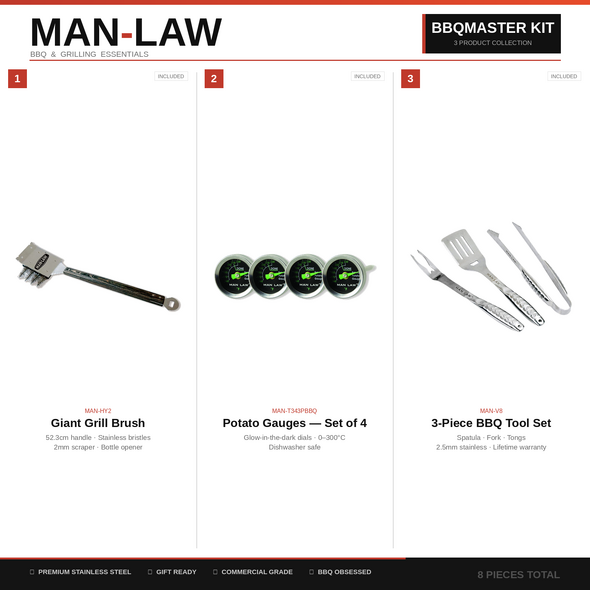 Man Law BBQ & Grilling Essentials - Ultimate Starter Pack 2