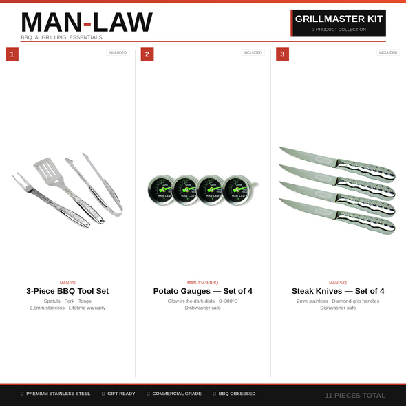 Man Law BBQ & Grilling Essentials - Ultimate Starter Pack 3